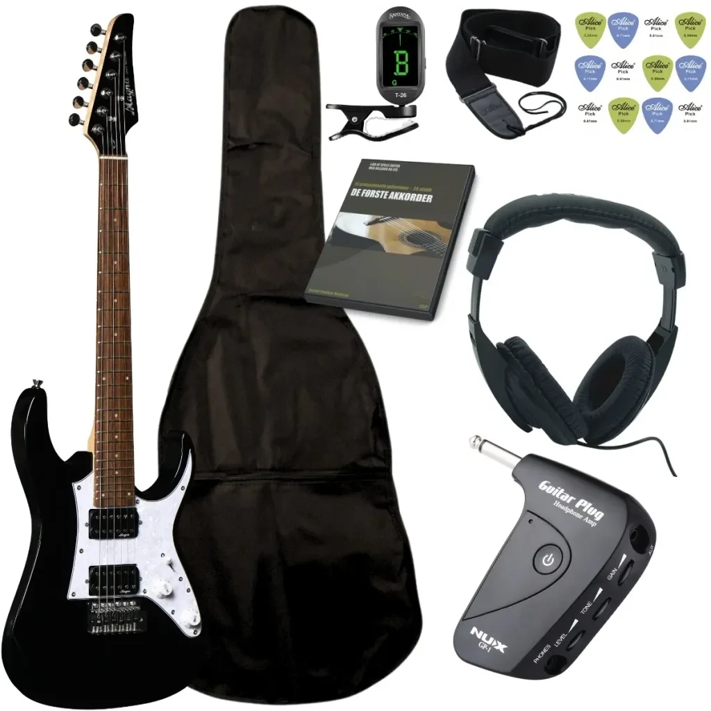 Magna M3 BK Elguitar Sort 3/4 strrelse Brneguitar Pakke